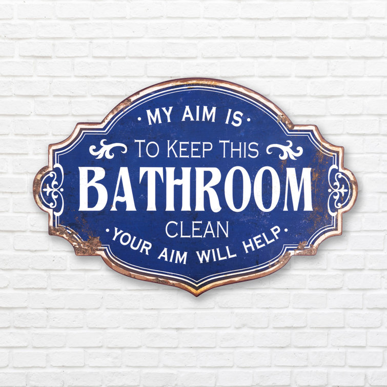 17 Stories Vintage Metal Bathroom Wall Sign with Distressed Finish Wall Décor & Reviews Wayfair